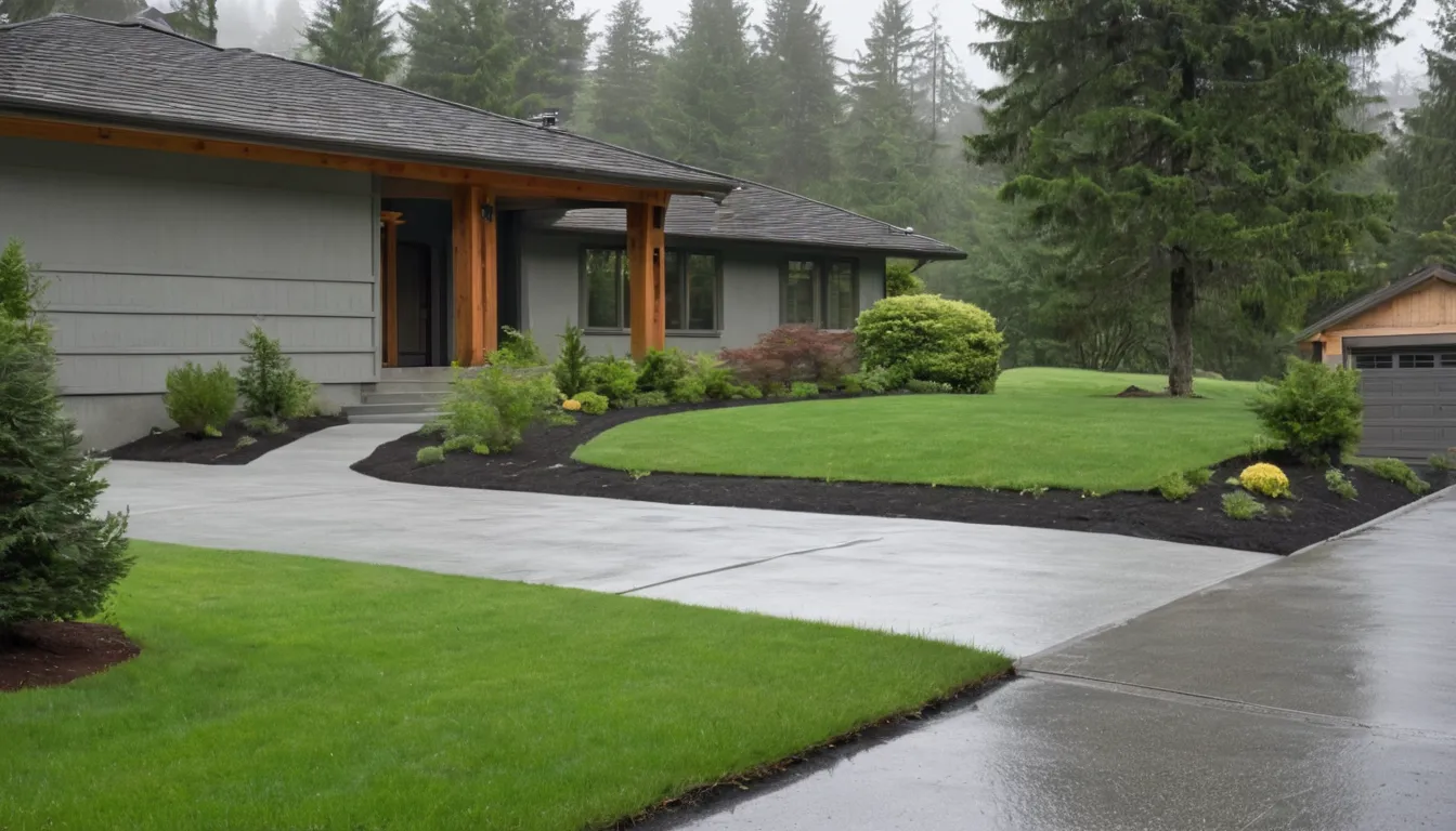 A freshly poured concrete driveway leading to a wood-frame home in Portland